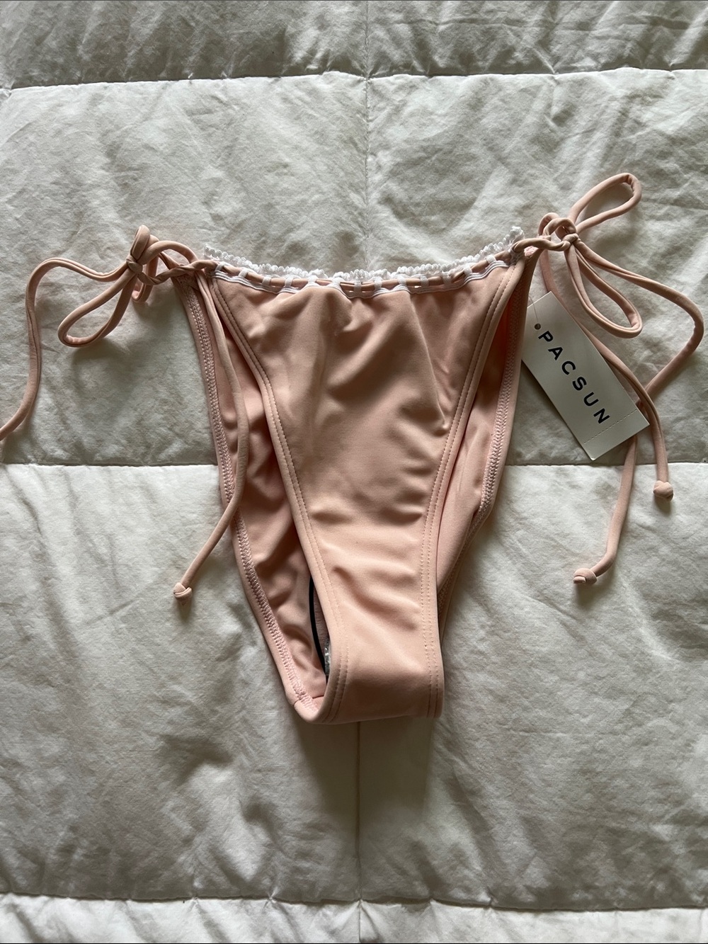 NWT PacSun Blush Pink Tie-Side Bikini Bottom with Ruffle Trim